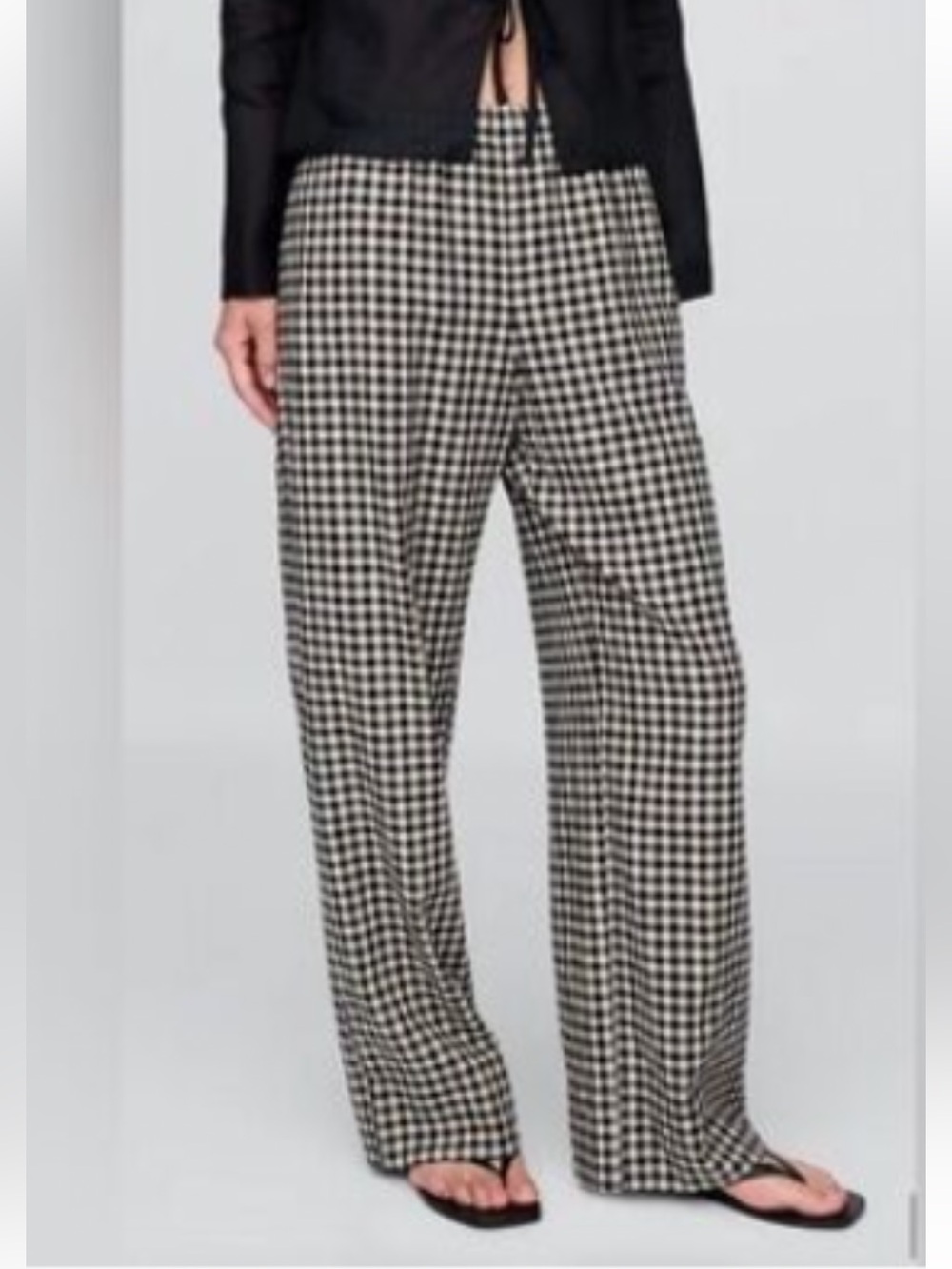 Gap Linen Blend Wide Leg Gingham Pants